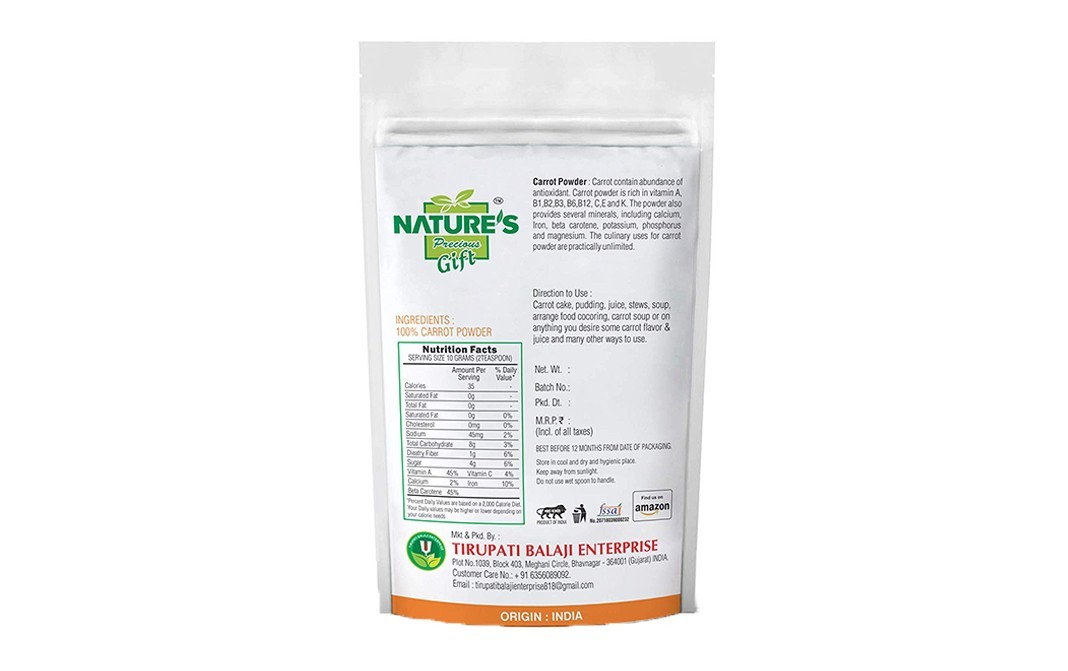 Nature's Gift Carrot Powder    Pack  100 grams